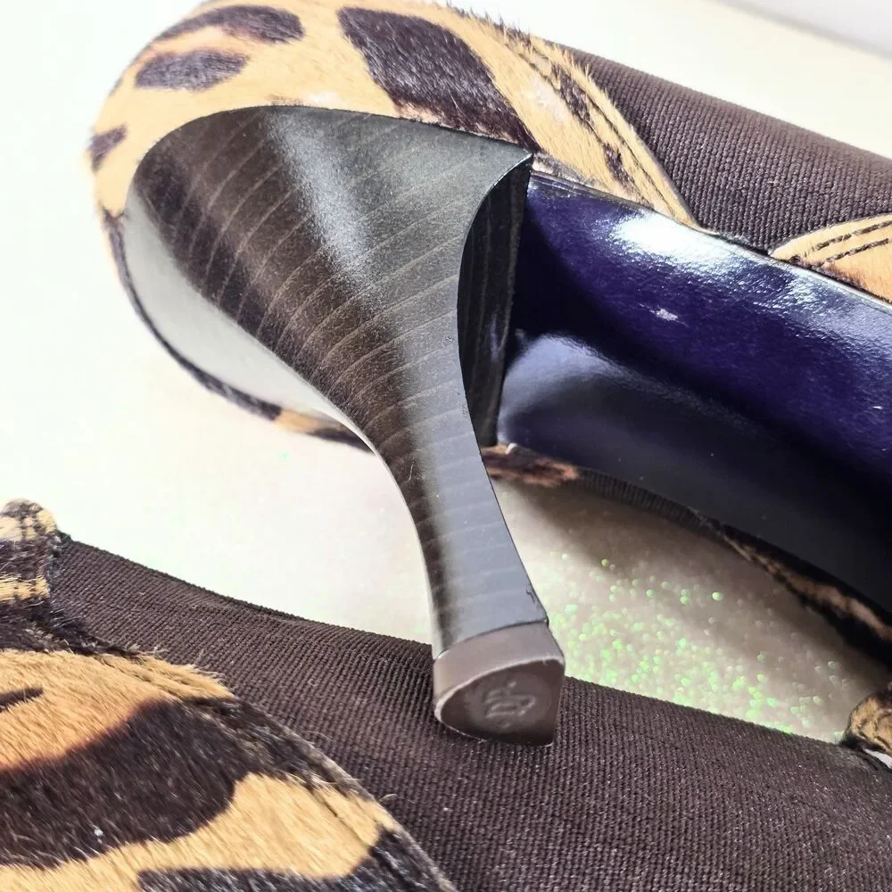 Donald J Pliner Medea S4 Haircalf Leopard Print Heels Spain Size 10 Pointed